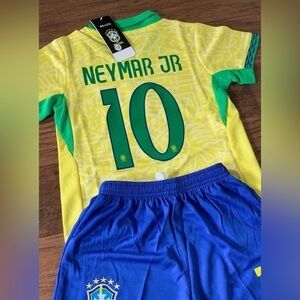 Neymar Jr Kids 3-4T Toddler Brazil Soccer Jersey Kit - Size 18 Unisex Kids Fit